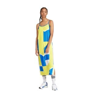 Adidas x Ksenia Schnaider Geometric Patchwork Midi Dress Blue Yellow IU2515 Sz M